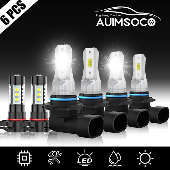 For Dodge Journey 2010-2019 - 6x LED Headlight Hi Lo Beam   Fog Light Bulbs Kit Halogen Replacement Plug-N-Play