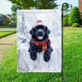 thumbnail image 3 of Playful Newfoundland Welcomes Winter Snowy Day with Cardinal Bird Garden Flag 12x18in Double Sided Newfie Dog Lover Gifts Outdoor Decor - 2017, 3 of 5