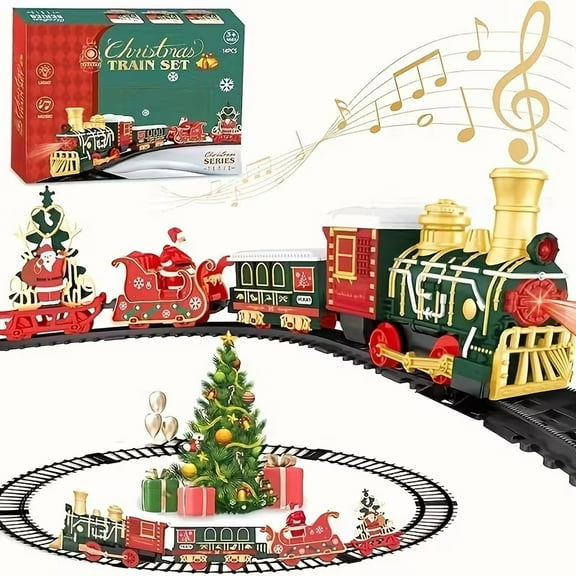 Electric Train Set with Light Christmas Train Sets for Around The Tree with Adjustable Sound and Music Christmas Birthday Gift