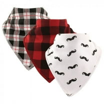 Hudson Baby Infant Boy Cotton Fleece Bandana Bibs 3pk, Mustache, One Size
