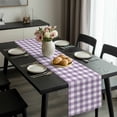 thumbnail image 2 of Purple Checkered Table Runner 60 Inches Long, Farmhouse White Buffalo Plaid Kitchen Coffee Dining Table Decoration for Home Party Birthday Wedding Home Decor 13x60 Inches, 2 of 8
