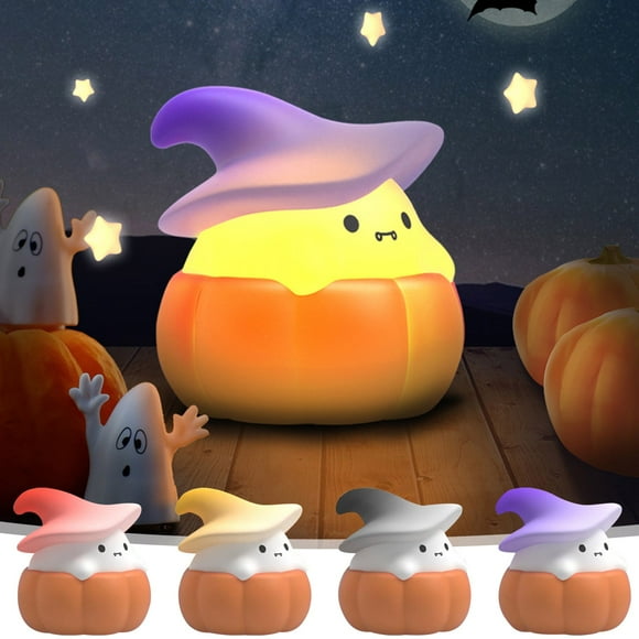 Xihbxyly Luz Nocturna de Calabaza Fantasma, Brillo Ajustable, Carga Usb, Control Táctil, Ahorro de Energía, Decoración de Halloween, Ambiente Espeluznante, Brillo Suave, Tamaño 80 X 80 X 85 Mm