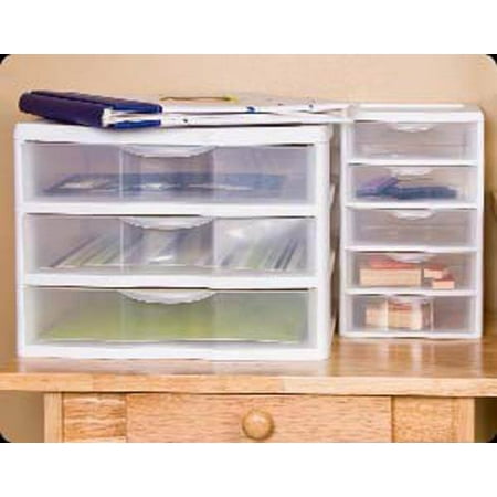 New Sterilite Clearview Small Plastic 5 Drawer Desktop Storage