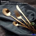 thumbnail image 4 of Juego de cubiertos de acero inoxidable 24 Piezas Color dorado BLOOSOM, 4 of 4