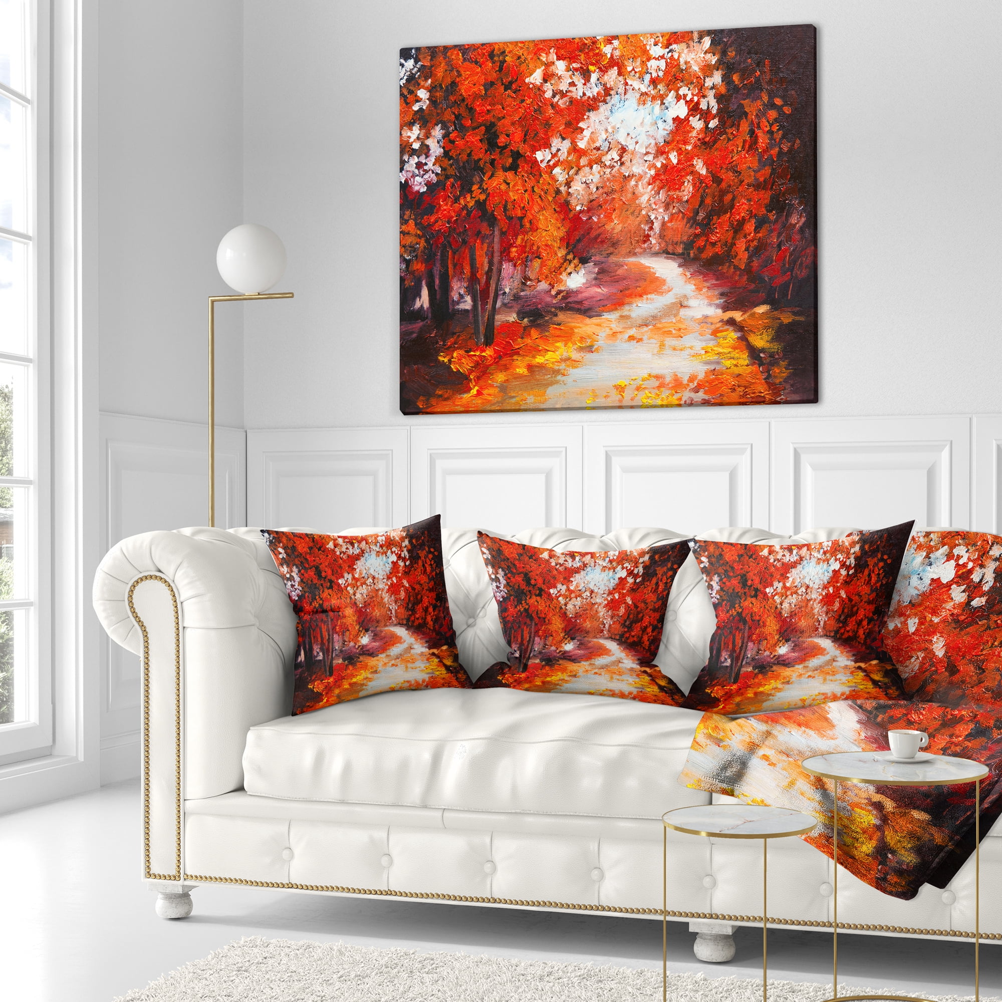 Designart Forest in the Fall - Landscape Printed Throw Pillow - 16x16
