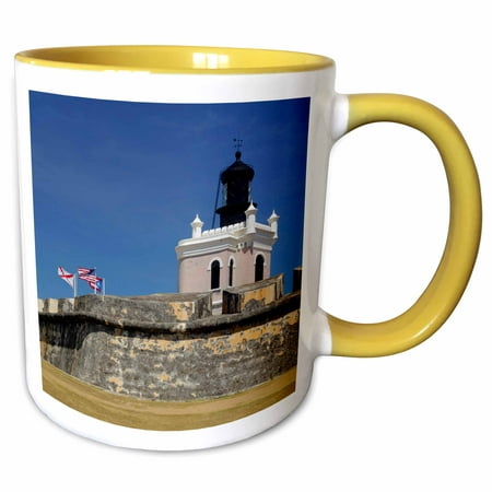 3dRose USA, Puerto Rico, San Juan. Lighthouse, El Morro Fort - CA27 KWI0007 - Kymri Wilt - Two Tone Yellow Mug,