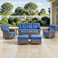 thumbnail image 2 of Bellefurn Luxury 7 Piece Outdoor Patio Wicker Furniture Sets with Swivel Rocker Patio Chairs,Sofa,Coffee Table and Ottomans,High Back Outdoor Conversation Set for Porch Balcony Deck, 2 of 12