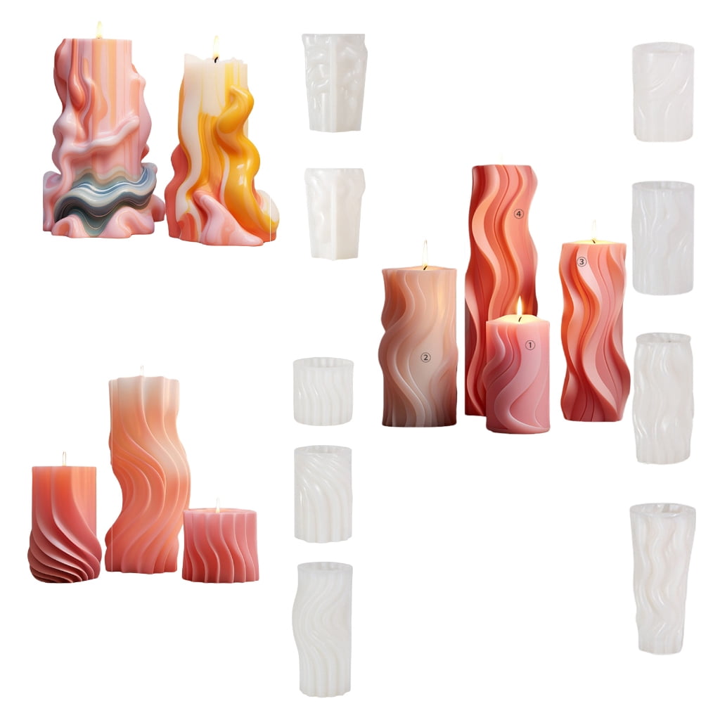 Silicone Molds Wavy Cylindrical Candle Molds Epoxy Resin Molds Castings Molds Irregulars Geometric Shape Plasters Molds