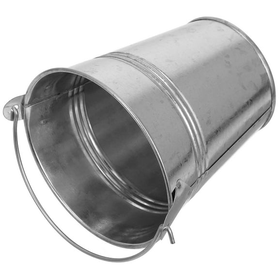 Pawsdot Galvanized Steel Metal Bucket Small Bucket Silver Storage 1Pcs