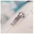 thumbnail image 4 of 925 mujeres con anillo de compromiso de plata, boca ajustable, diamante real de 1 quilate, 4 of 5