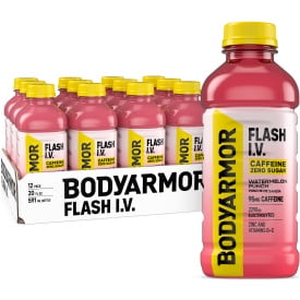 BODYARMOR Flash I.V. Caffeine Watermelon Punch, 20 fl oz, 12 Pack
