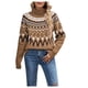 thumbnail image 2 of Puntoco Suéter Mujer Moda Casual Retro Color Contraste Impresión Tejer Manga Larga Cuello Alto Suéter Navidad Liquidación Puntoco Puntoco-749, 2 of 5