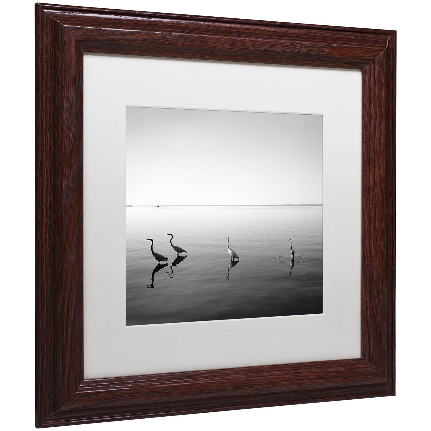 Trademark Fine Art "4 Herons" Canvas Art by Moises Levy White Matte, Wood Frame