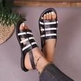 thumbnail image 2 of Xucatan Women's Multi Strap Flat Sandals, Stripe Color Block Faux Leather Slides with Adjustable Ankle Buckle, Open Toe Bohemian Summer Shoes, Versatile Beach Casual Footwear Gift, 2 of 9