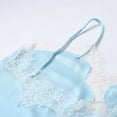 thumbnail image 5 of COMVALUE Womens Summer Satin Lace Cami Tops Sexy V Neck Asymmetrical Backless Camisole Spaghetti Strap Silky Blue for Size M, 5 of 9
