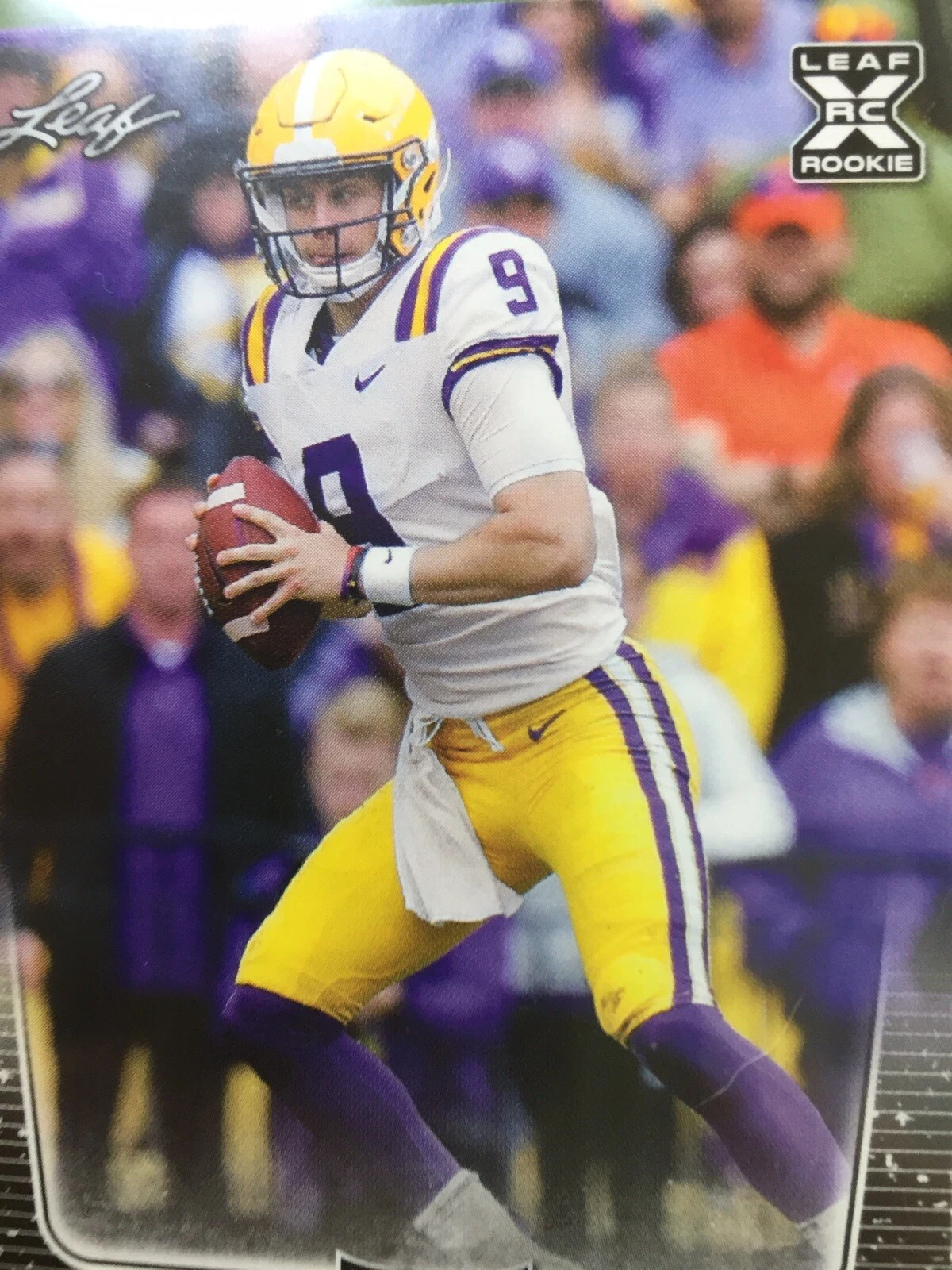 JOE BURROW ROOKIE CARD JERSEY #9 LSU RC 2020 Leaf Football CINCINNATI BENGALS