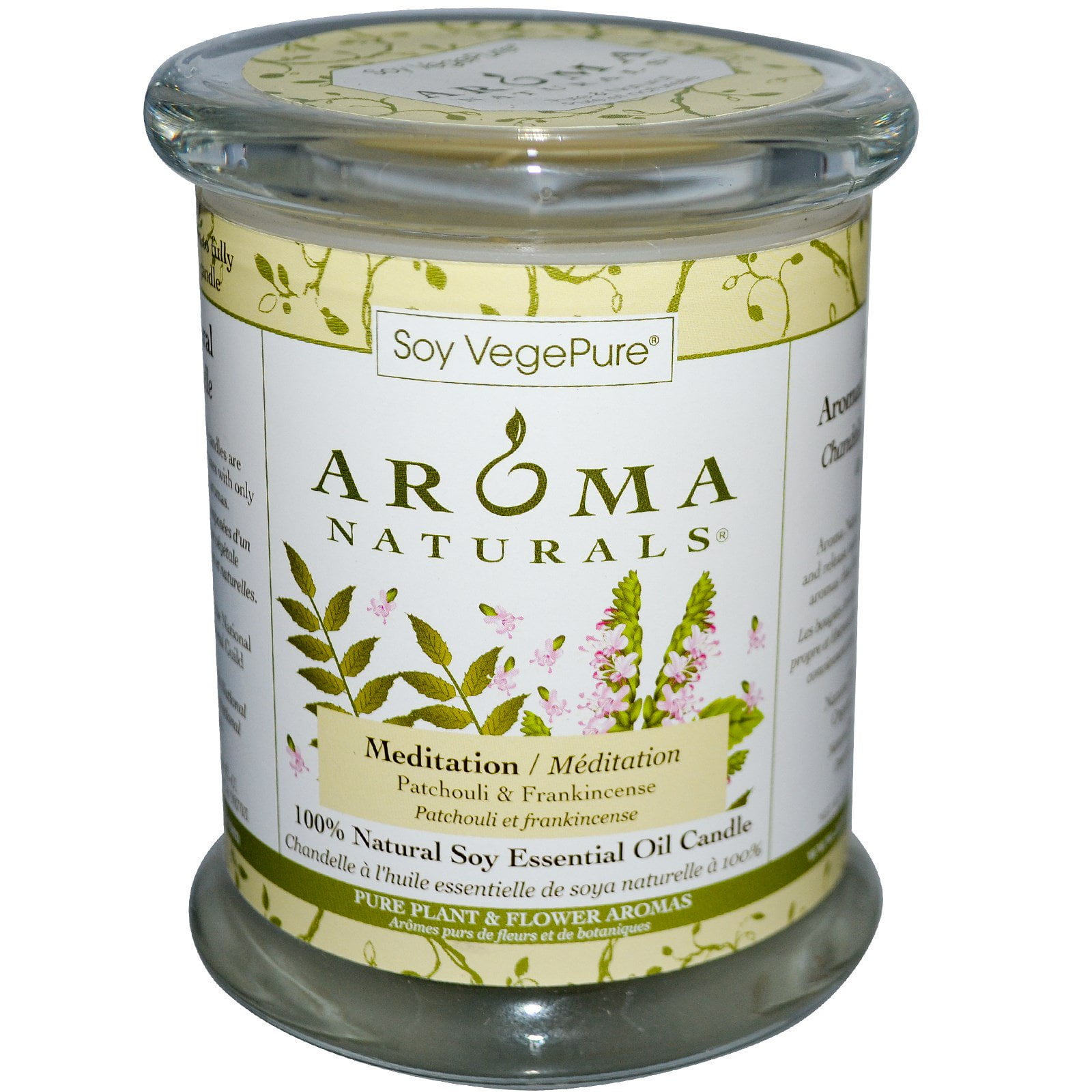 Aroma Naturals Soy VegePure, 100 Natural Soy Pillar Candle, Meditation