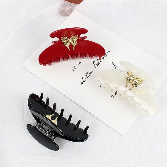 Elegant Butterfly Shape Acetate Hair Clip - Strong Grip for Thick Hair, Perfect for Daily Wear and Special Occasions