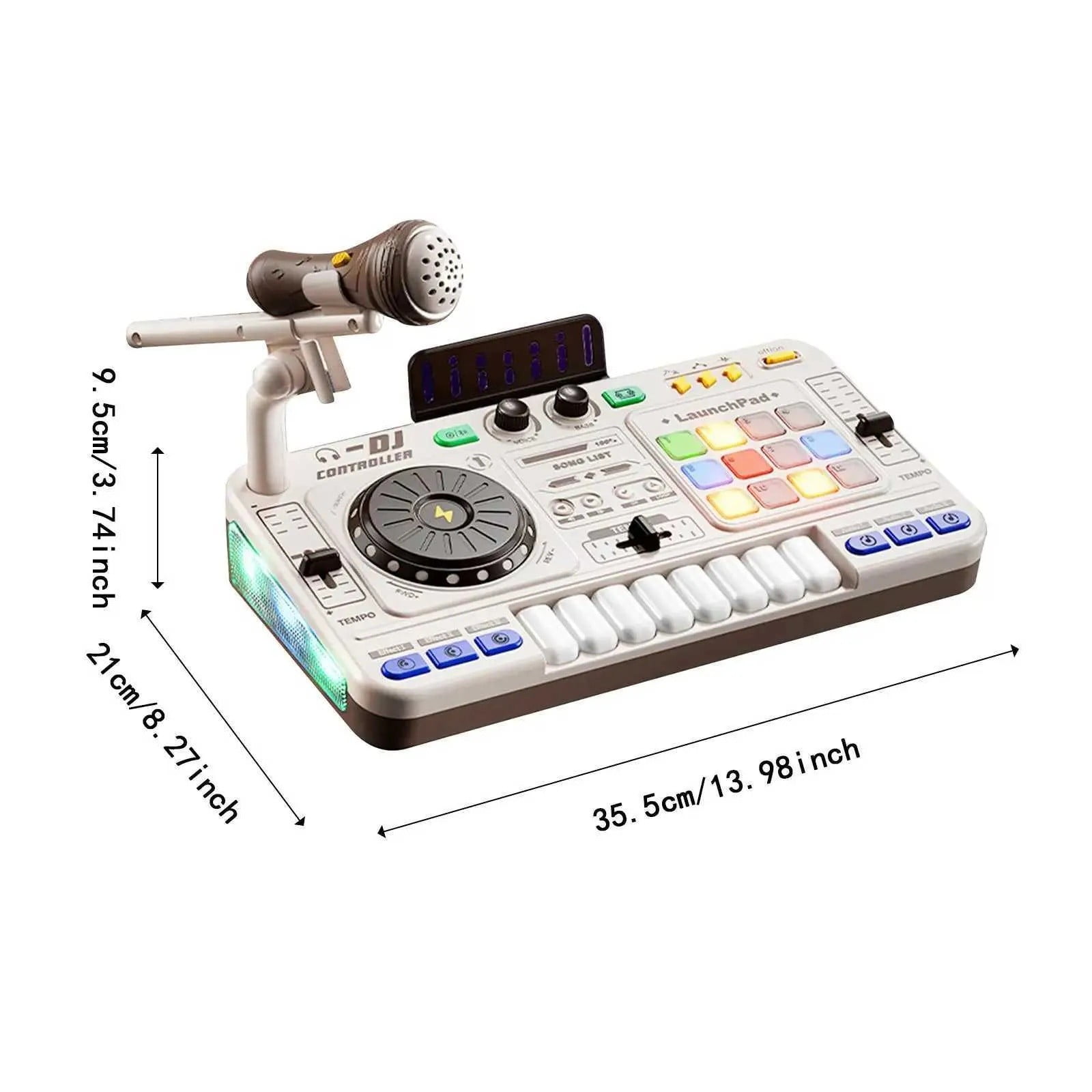 Multifunctional DJ Mixer For Kids With Light Up Buttons And Realistic Sound