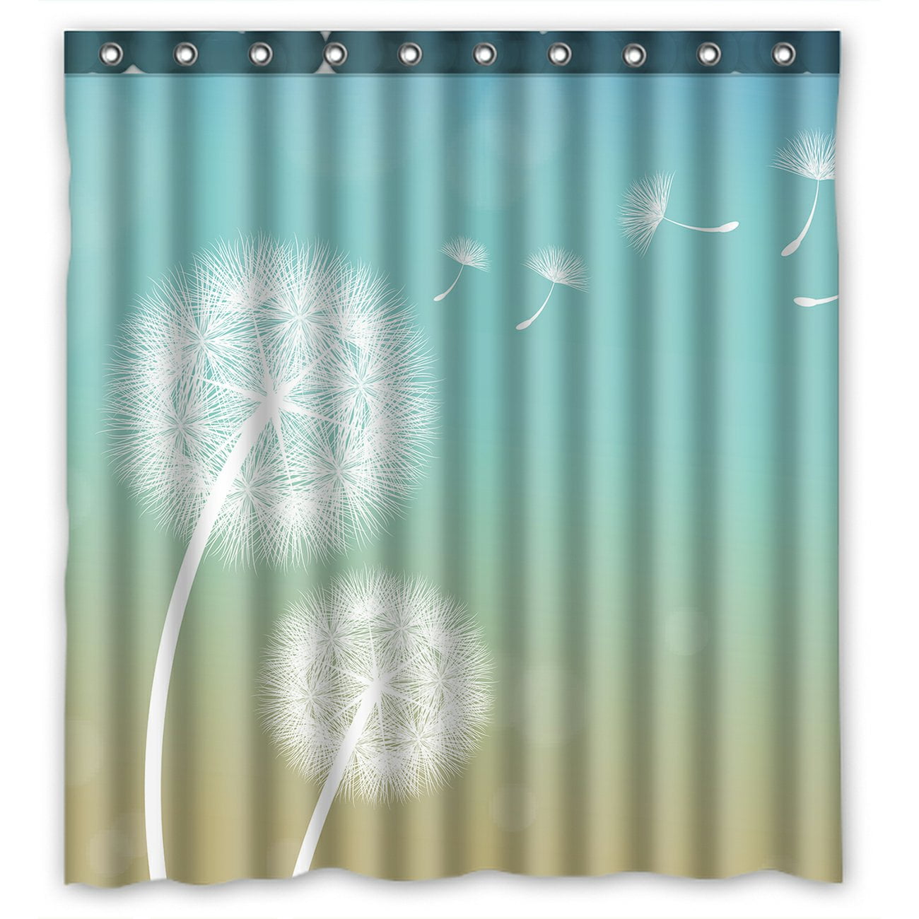PHFZK Floral Flower Shower Curtain, Blowing Dandelion Polyester Fabric