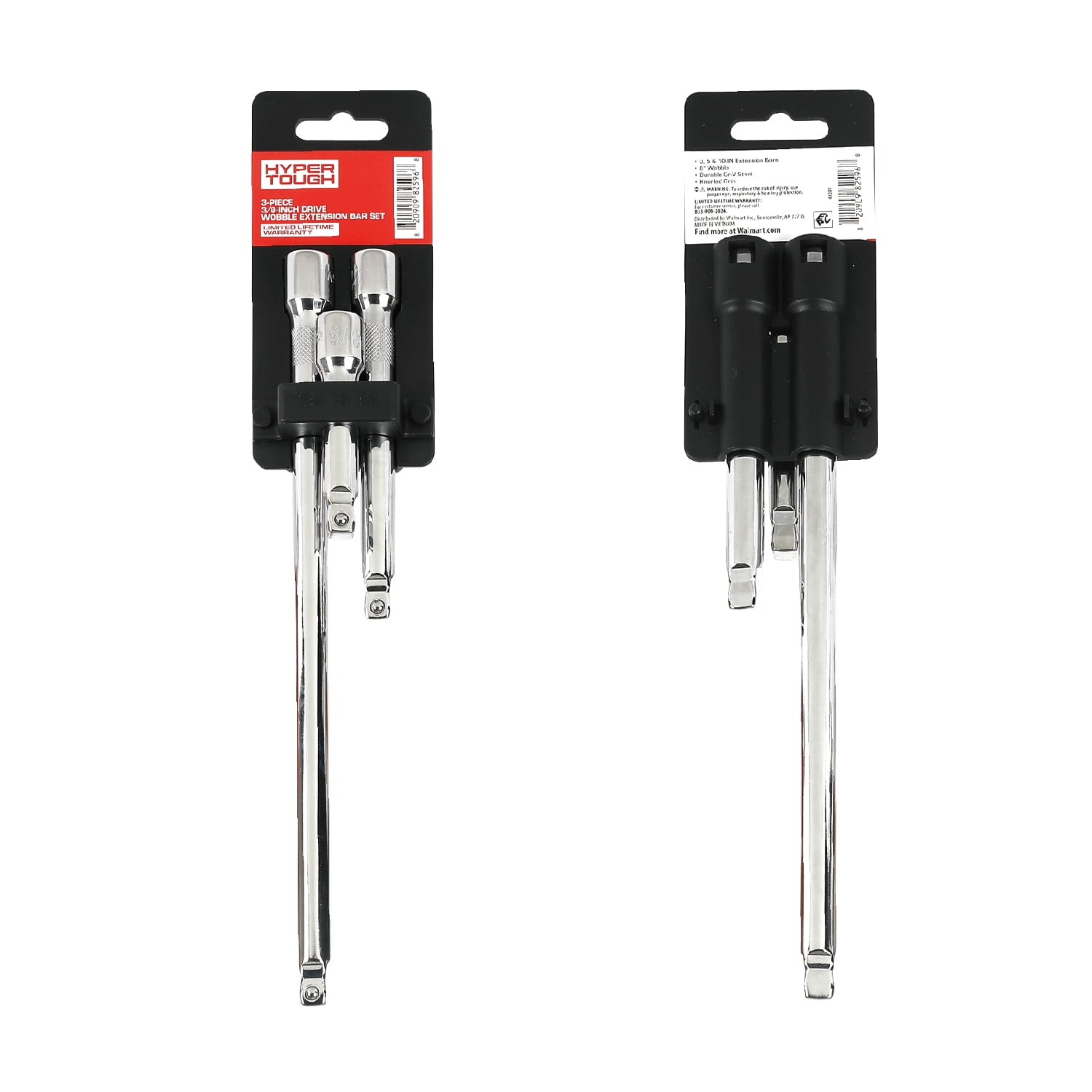 Hyper Tough 3-Piece 3/8-inch Drive Wobble Extension Bar Set