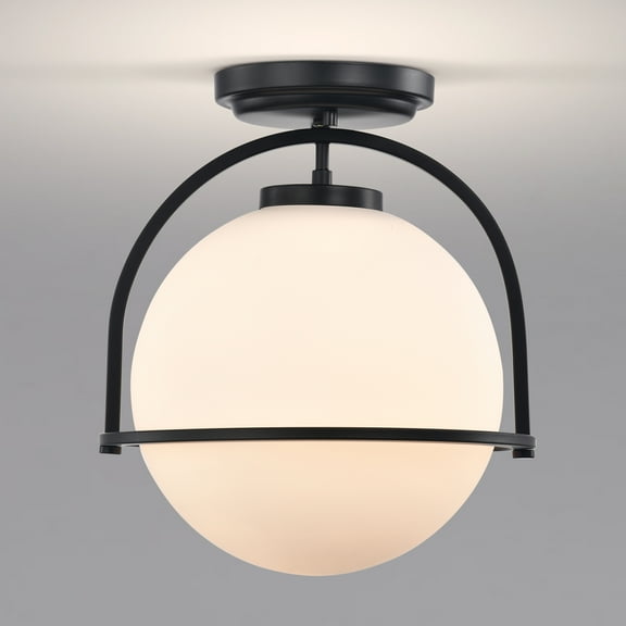 Nuka 12 in. 1-Light Indoor Matte Black Finish Flush Mount with Light Kit