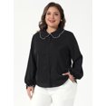 thumbnail image 2 of DARING DIVA Women's Plus Size Ruffle Long Sleeves Panper Pan Tops 1X Black, 2 of 6