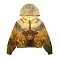thumbnail image 4 of Xoenoiee Highland Cattle Sunflower Print Sweatshirt for Girls Kids Half Zip Quarter Zipper Pullover Hoodies Tops Long Sleeve Jacket Fall Outfits, 13-14 Years, 4 of 7