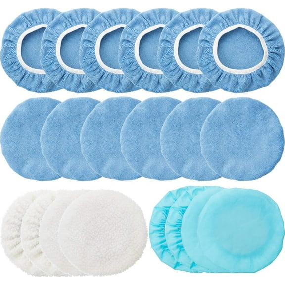 20 Pcs 5-6in Car Orbital Buffer Polisher Pad Bonnet Microfiber Max Baxer Bonnet