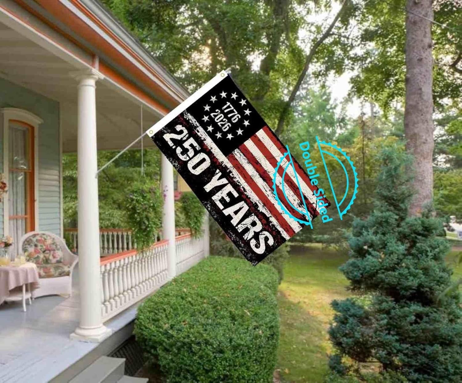 Lanola 250 Years American Flag, 3x5 Ft Double Sided, USA Anniversary Patriotic Design, 1776-2026 Commemorative Banner (Black)