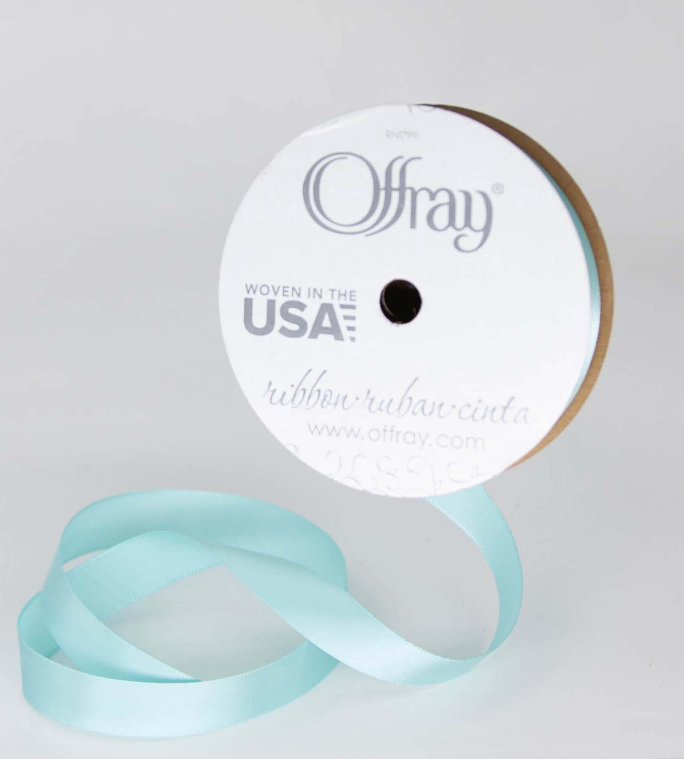 (4 pack) Offray Ribbon, Aqua Blue 5/8 inch Single Face Satin Polyester Ribbon for Sewing, Crafts, and Gifting, 18 feet, 1 Each