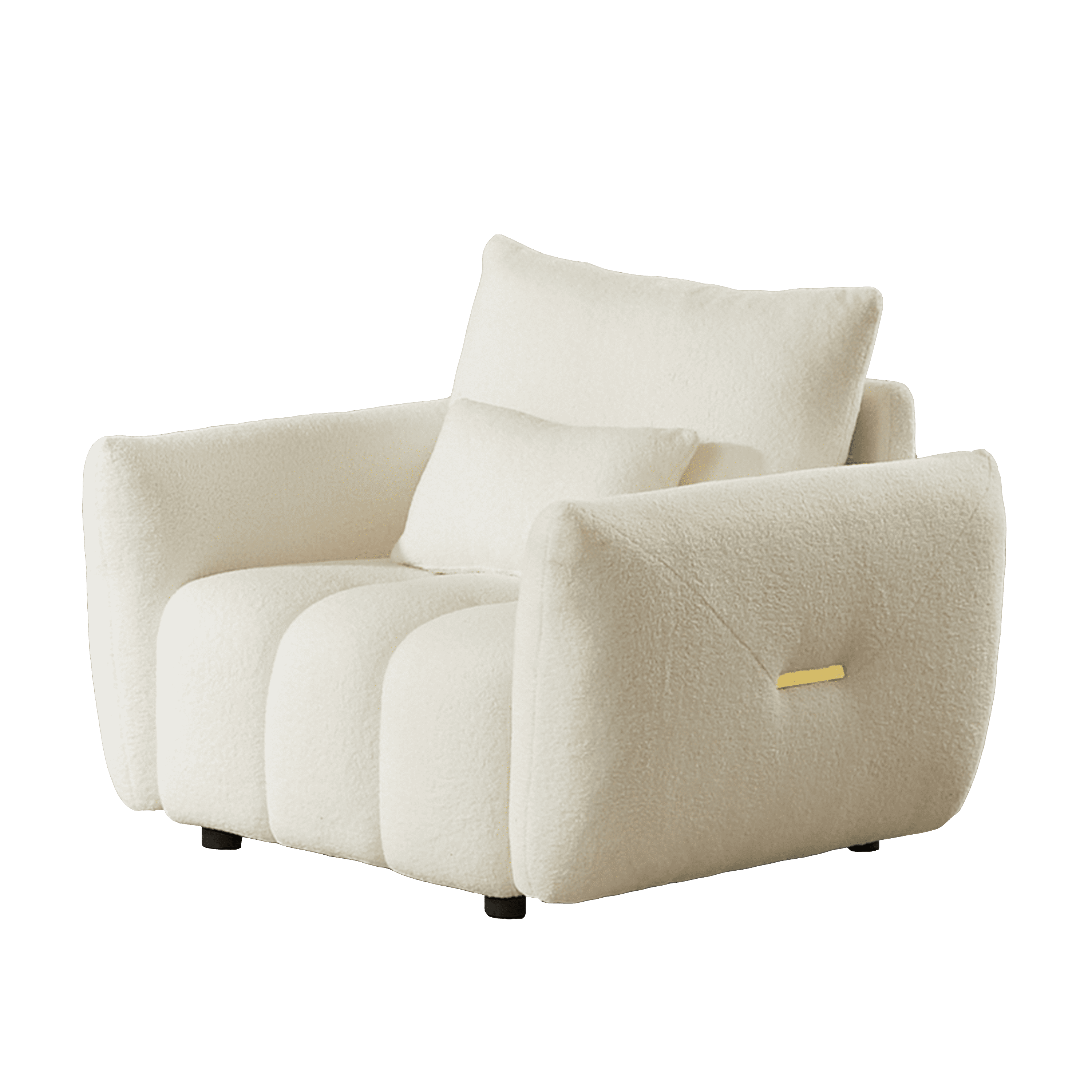 Wiilayok 33.5"D x 37.75"W Teddy Cloud Sofa Couch, Comfy Upholstered Sherpa Deep Seat Boucle Sofa, Cozy Modern Single Couch with 1 Pillows, Loveseat for Living Room Apartment Office, Beige