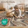 thumbnail image 4 of ODIKA 9'x12' Washable Area Rug Non-Slip, Chair-Friendly Marbled Swirl Boho Asymmetrical Brushstroke Interlocking Abstract Flowing for Dining Room, Basement, Large Office, 4 of 7