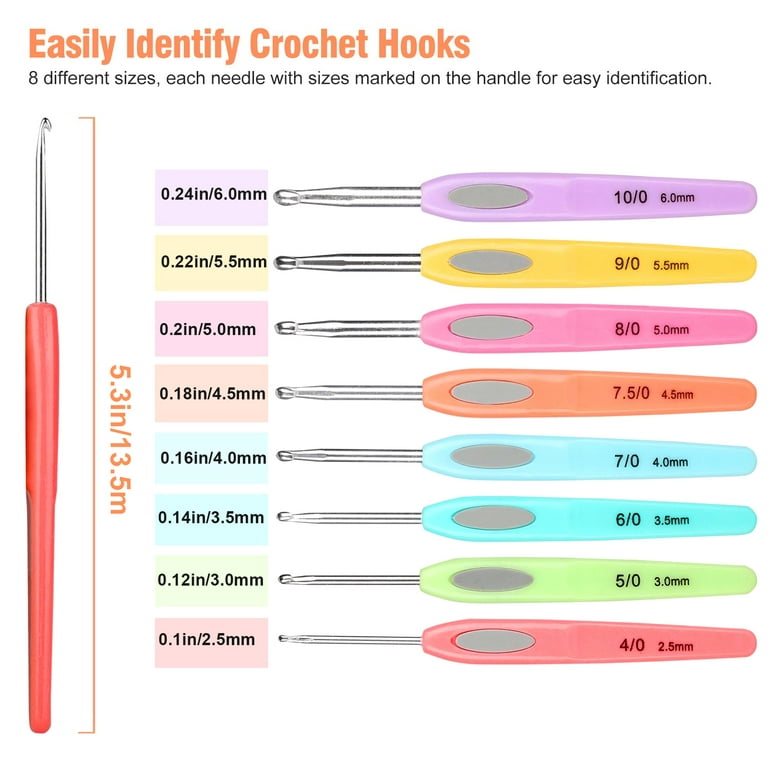 9pcs Ergonomic Crochet Hook Set, EEEkit 2-6mm Colorful Plastic Handle  Crochet Hooks Needles Kit for DIY Hand Knitting
