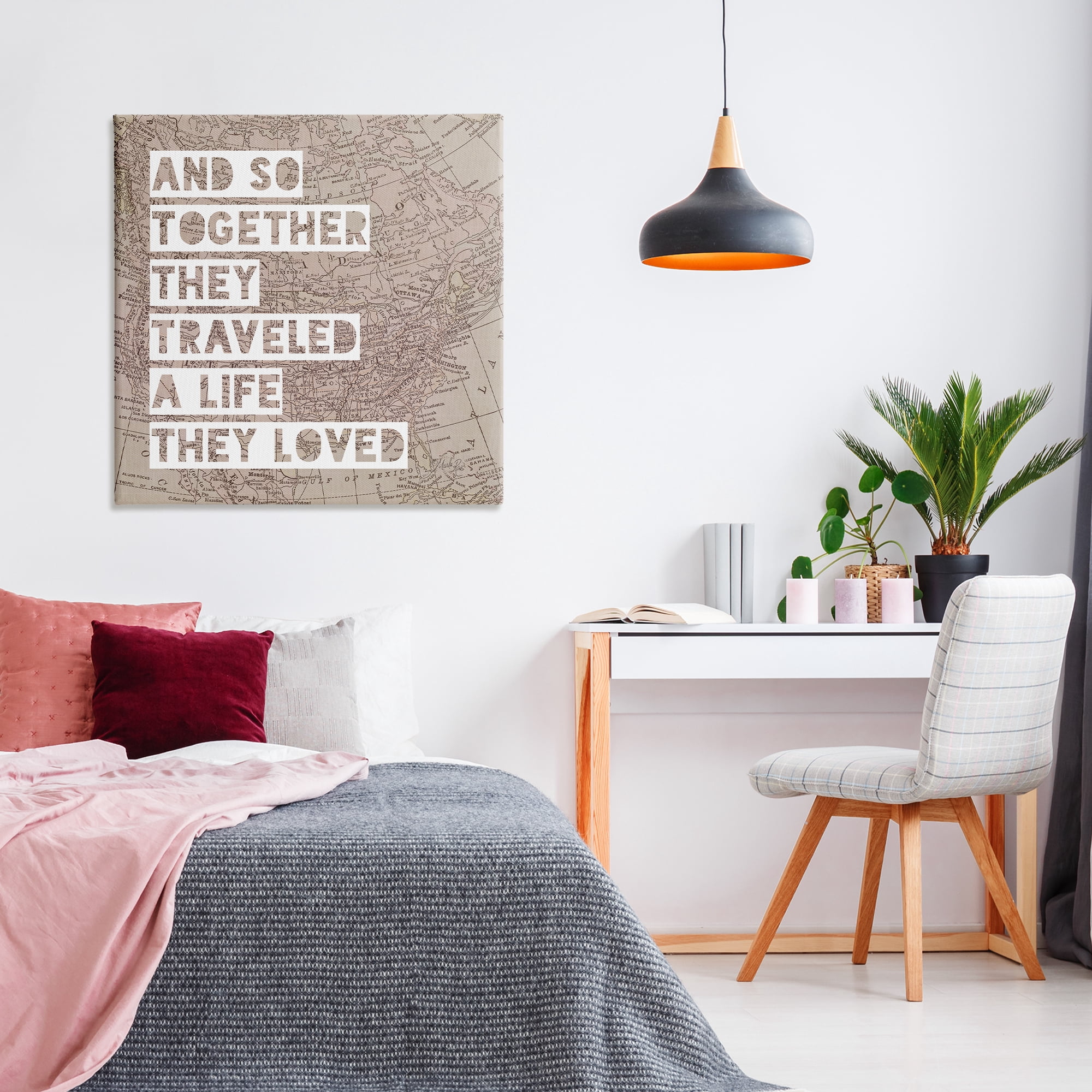 Stupell Industries Together They Traveled Text & Numbers Painting Wrapped Canvas Art Print Wall Art, 36 x 36