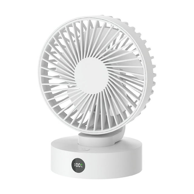 Ventilador de escritorio 2024 con pantalla digital | Carga USB y gran potencia | 5 velocidades y rotación de 360° | Ventilador portátil para casa, oficina y uso personal