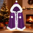 thumbnail image 2 of Hooded Cape Sevevn Christmas Cloak Santa Claus Cloak Velvet Hooded Cape Costume for Women, 2 of 3