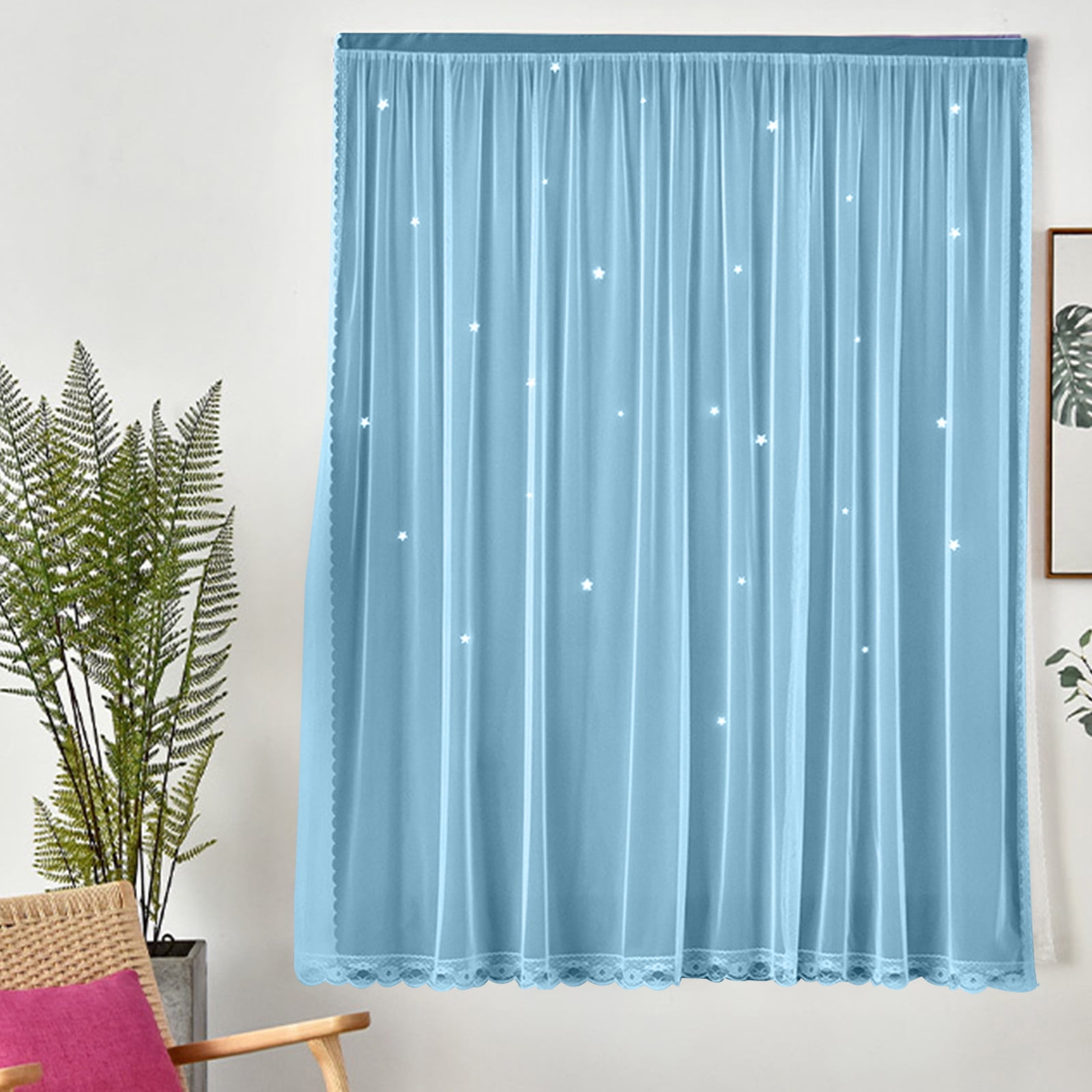 Blackout Curtains with Sheer Overlay Noise Reduction Panels for Bedroom and Living Room Light Blocking and Energy Saving, 59.05*39.37 inches, Set of 1