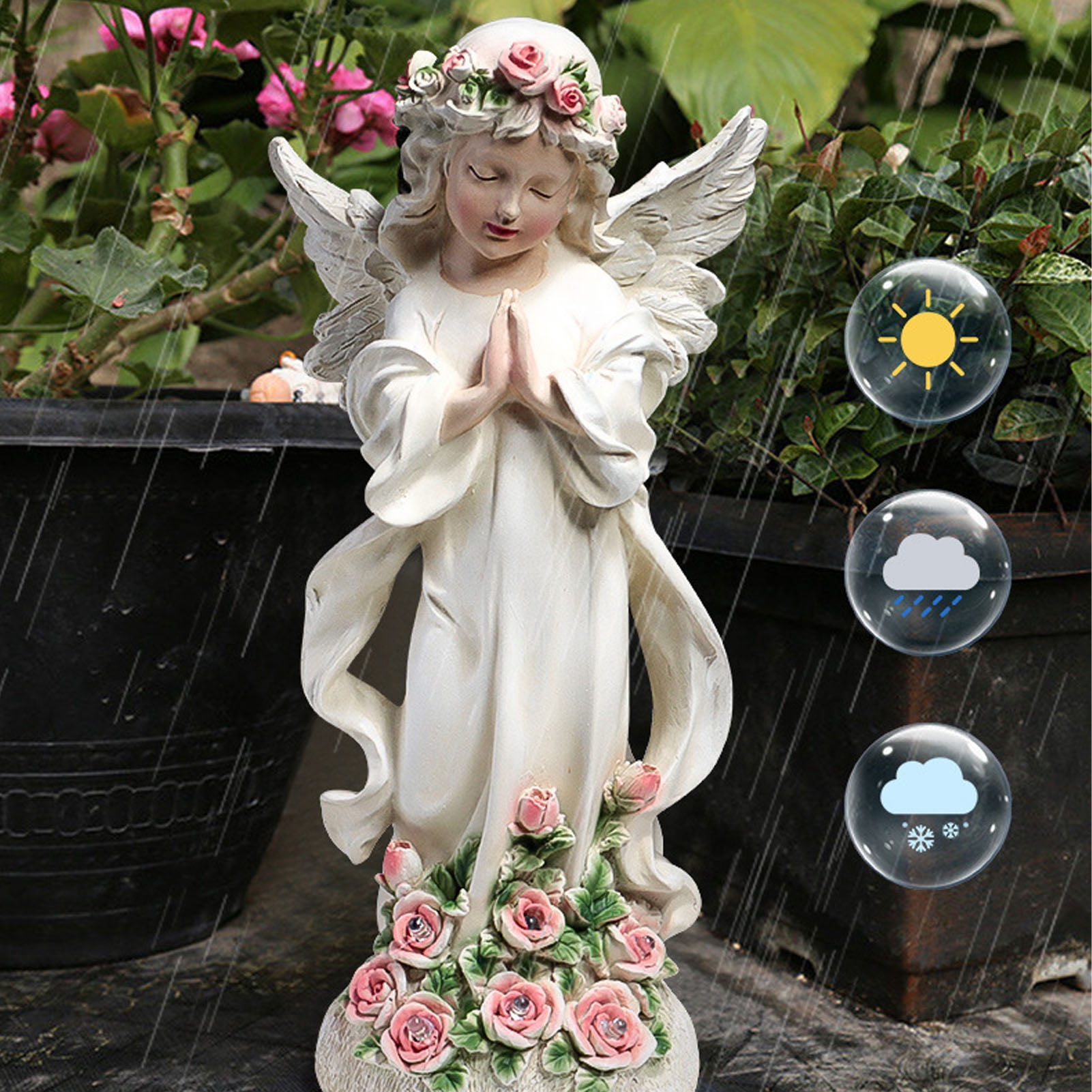 Outdoor Figurine Decoration, Resin Solar Angel Statue Unique
