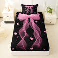 thumbnail image 3 of Erosebridal Princess Ribbon Bowknot Twin Sheet Sets 3pcs for Kids Girls,Love Heart Bedding for Teens,Microfiber Bedroom Decor, 3 of 5