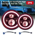 thumbnail image 4 of 2PC DRL 7'' Round Halo LED Headlights Red Turn Signal For Jeep Wrangler JK TJ LJ, 4 of 7