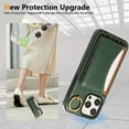 thumbnail image 5 of for iPhone 16 Pro Max Wallet Case with Card Slots, Hand Wrist Strap Rotate Ring Design, Finger Grip Ring PU Leather Magnetic Button Shockproof Purse Phone Cover for iPhone 16 Pro Max, Green, 5 of 7