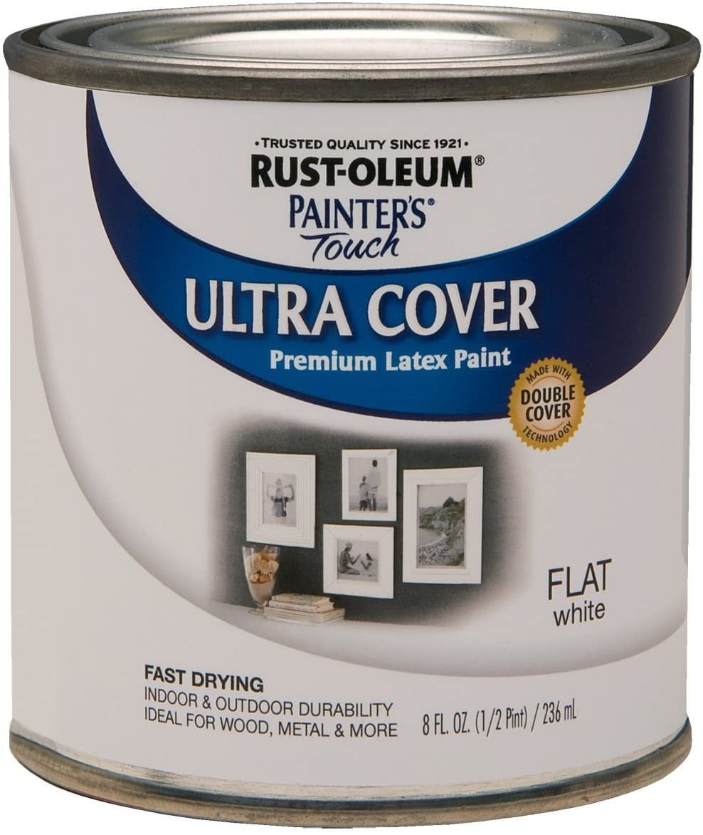 1990730 Painter's Touch Latex Paint, Half Pint, Flat White New Version