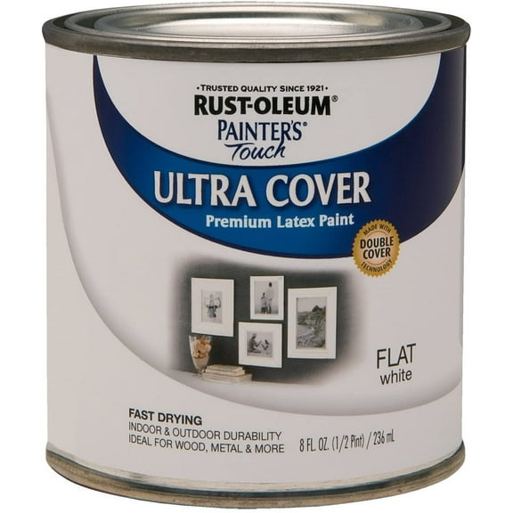 Rust-Oleum 1990730 Flat White Latex Paint, 8 fl oz
