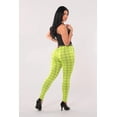 thumbnail image 2 of Sculpting Treggings With Faux Leather Belt - Green  Black Plaid, 2 of 11