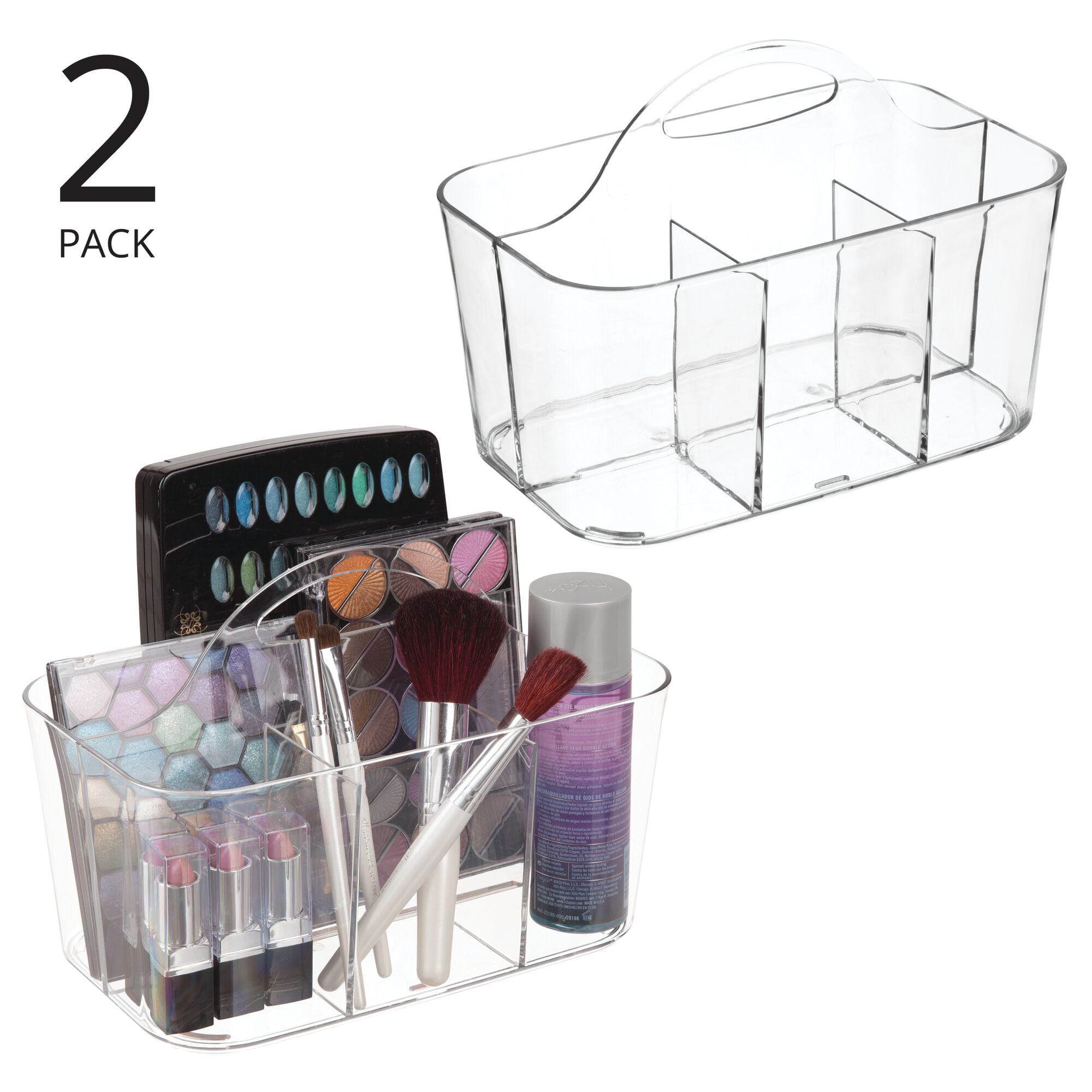 2 PACK - Portable DIY 8 Dividers Durable Plastic Organizer Tote Tool,  Supply, Vanity Storage Home Office School Makeup Cleaning Caddy with Handle  Made