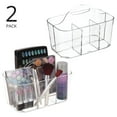 thumbnail image 2 of mDesign Small Plastic Divided Cosmetic Storage Organizer Caddy, 2 Pack - Clear, 2 of 9