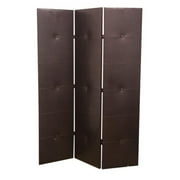Black Faux Leather 3-Panel Room Divider