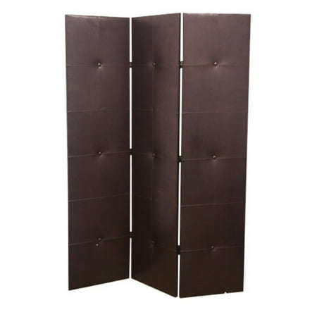 Black Faux Leather 3-Panel Room Divider