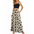 thumbnail image 5 of Women'S Flowy Maxi Skirt Summer Pleated High Waisted Casual Long Skirts with Pockets Leaf Flower XXL, 5 of 8